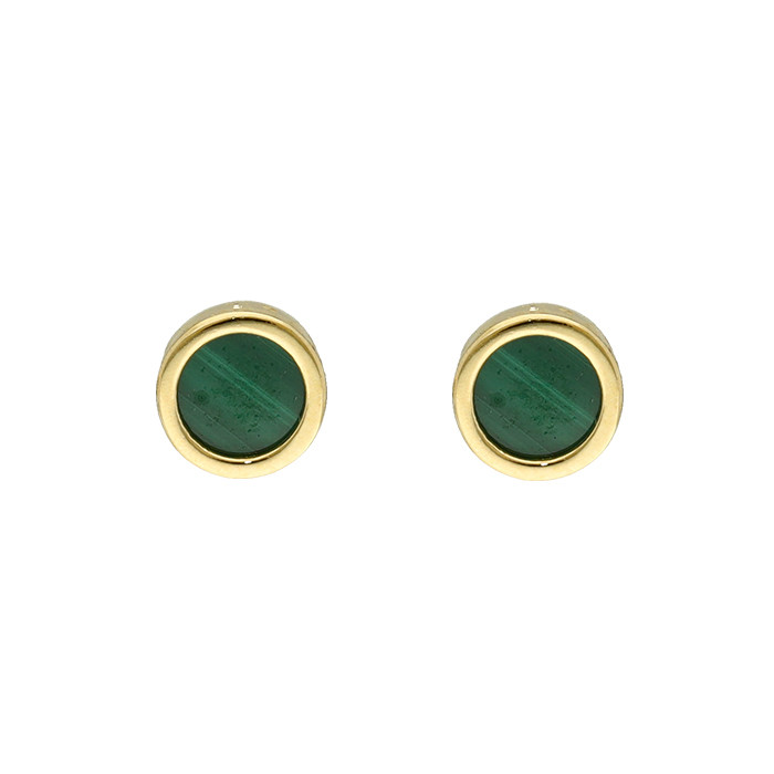 PENDIENTES EN ORO CON MALAQUITA REDONDOS