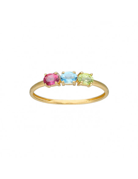 ANILLO EN ORO CON CIRCONITAS DE COLORES
