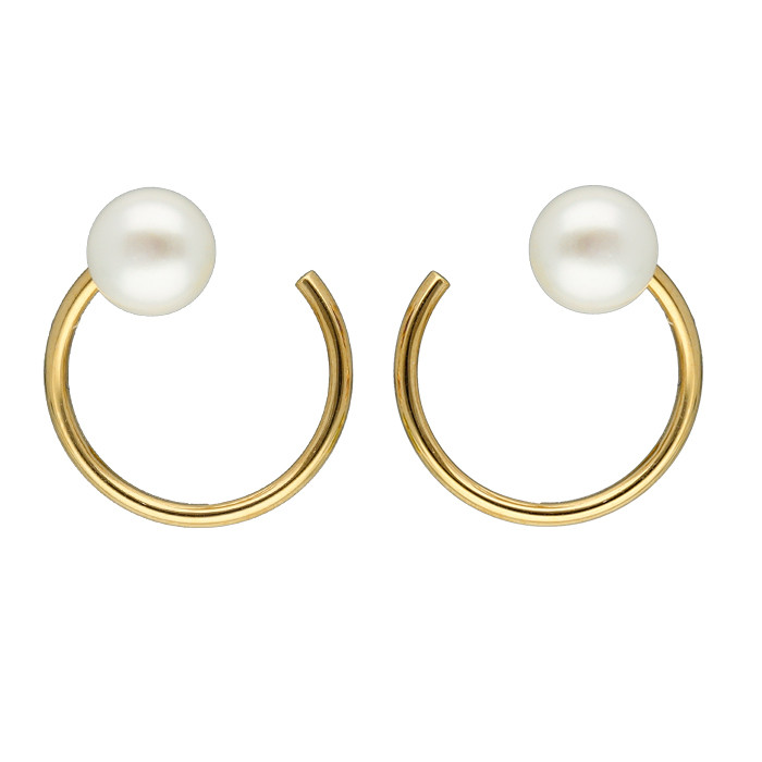 PENDIENTES EN ORO FORMA ARO CON PERLAS