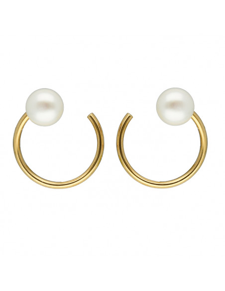 PENDIENTES EN ORO FORMA ARO CON PERLAS