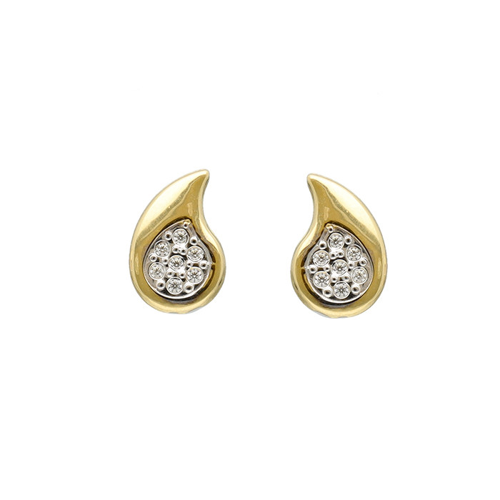 PENDIENTES EN ORO FORMA GOTA CON CIRCONITAS