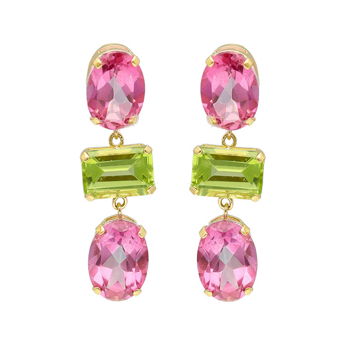 PENDIENTES LARGOS ORO TOPACIOS