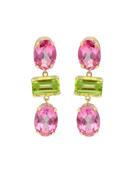 PENDIENTES LARGOS ORO TOPACIOS