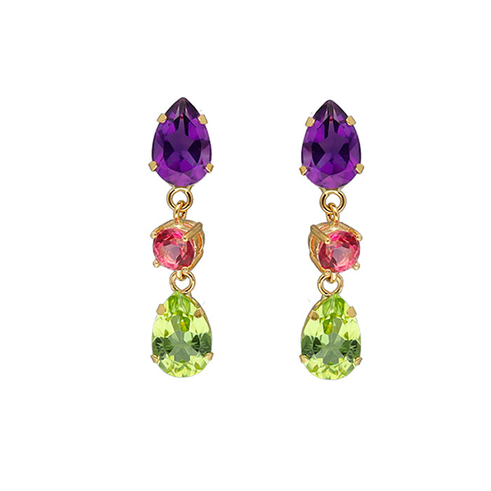 PENDIENTES LARGOS ORO TOPACIO