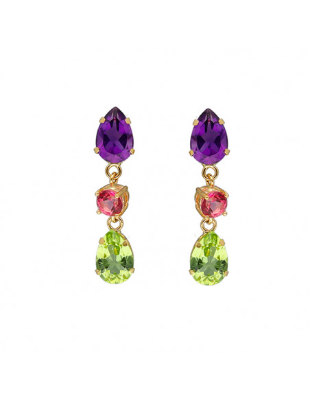 PENDIENTES LARGOS ORO TOPACIO