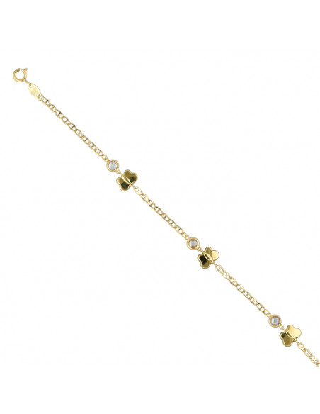 PULSERA EN ORO CON MARIPOSAS Y CIRCONITAS