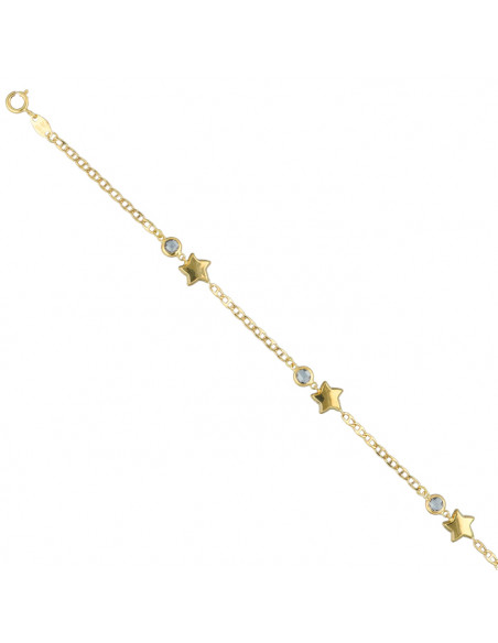 PULSERA EN ORO CON ESTRELLAS Y CIRCONITAS