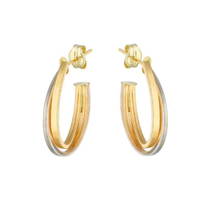 PENDIENTES ORO BICOLOR MEDIO ARO