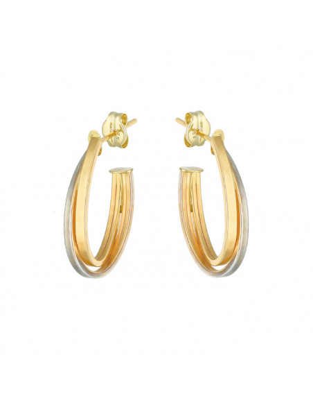 PENDIENTES ORO BICOLOR MEDIO ARO