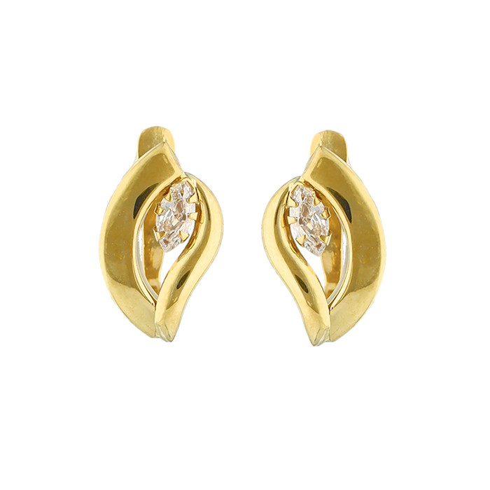 PENDIENTES ORO ONDAS CON CIRCONITAS