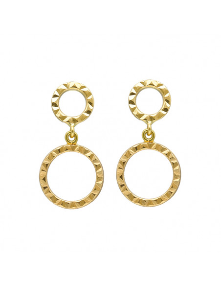 PENDIENTES ORO LARGOS CON AROS CALADOS