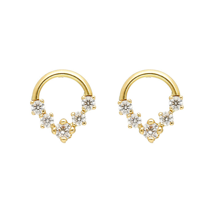 PENDIENTES ORO REDONDOS CON CIRCONITAS PICO