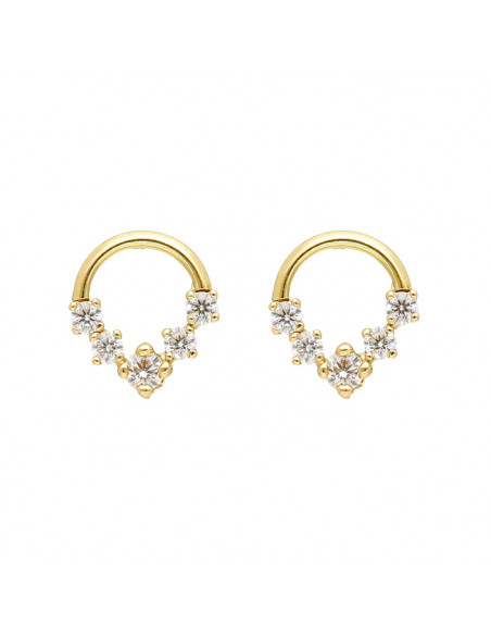 PENDIENTES ORO REDONDOS CON CIRCONITAS PICO