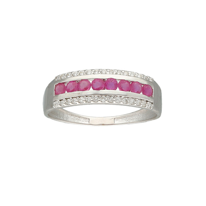 ANILLO EN ORO BLANCO CON DIAMANTES Y RUBIES