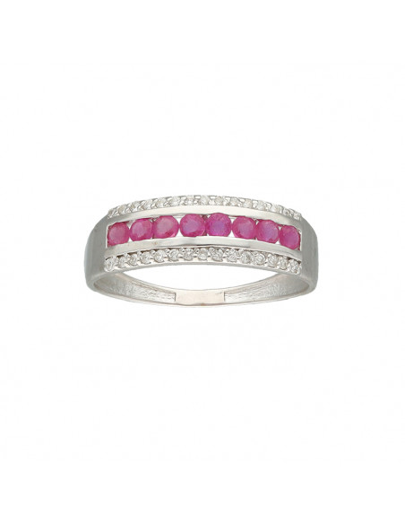 ANILLO EN ORO BLANCO CON DIAMANTES Y RUBIES