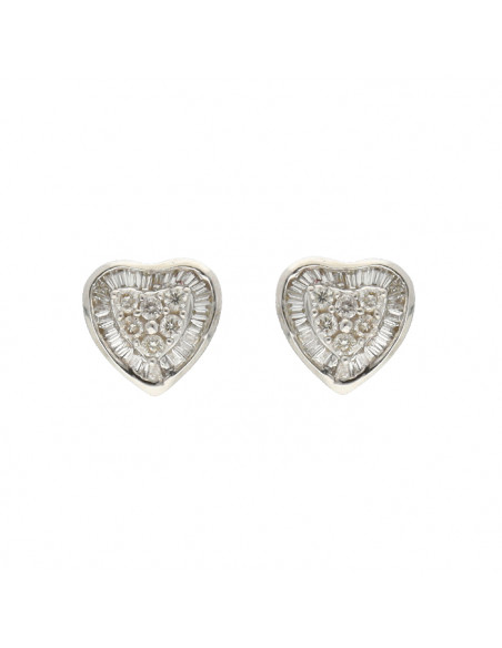 PENDIENTES EN ORO CORAZÓN EN RELIEVE Y DIAMANTES PENDIENTES EN ORO CORAZÓN EN RELIEVE Y DIAMANTES
