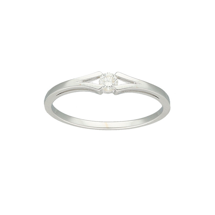 ANILLO EN ORO BLANCO SOLITARIO CALADO Y DIAMANTE