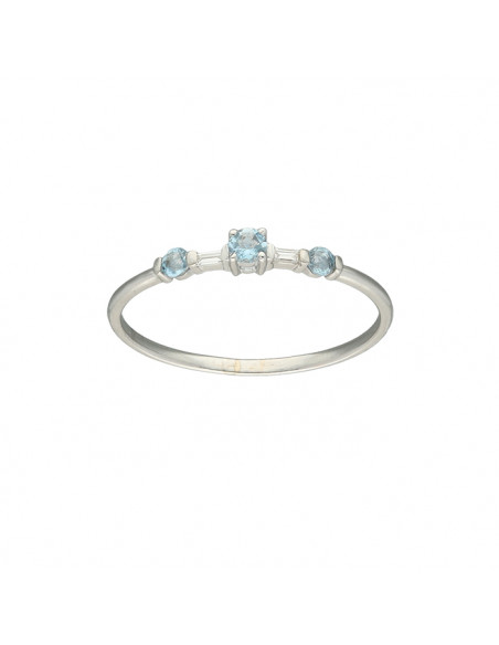 ANILLO EN ORO BLANCO CON AGUAMARINA Y DIAMANTES EN BAGUETTE