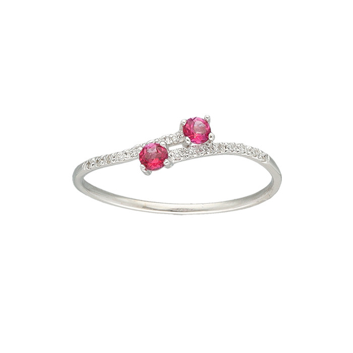 ANILLO EN ORO BLANCO CON TOPACIOS Y DIAMANTES