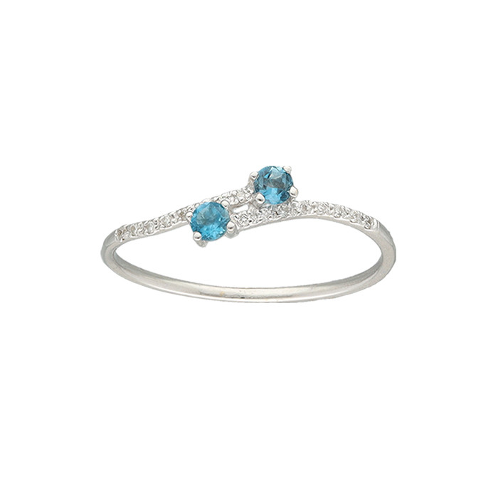 ANILLO EN ORO BLANCO CON TOPACIOS AZULES Y DIAMANTES