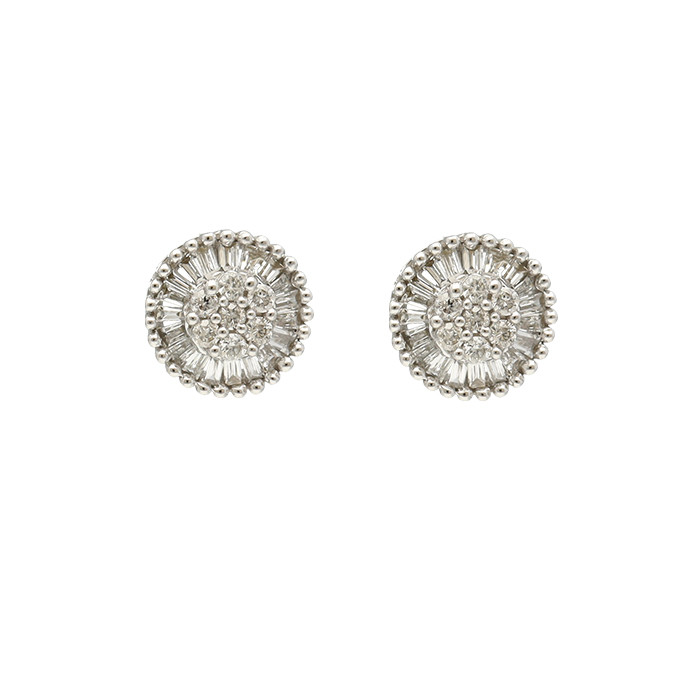 PENDIENTES EN ORO BLANCO Y DIAMANTES EN ROSETA