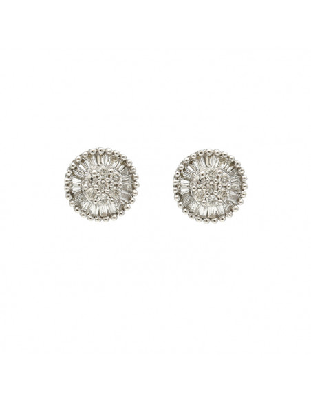 PENDIENTES EN ORO BLANCO Y DIAMANTES EN ROSETA