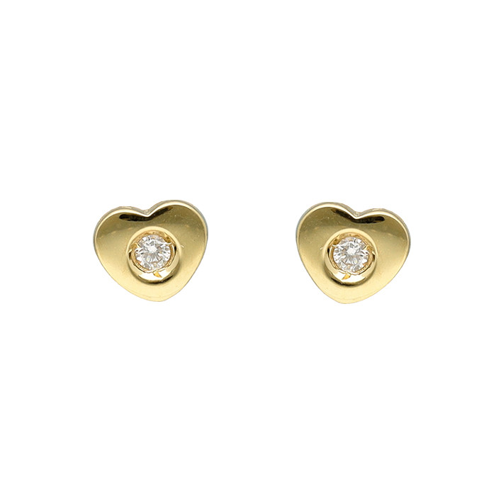 PENDIENTES EN ORO CORAZON Y DIAMANTES