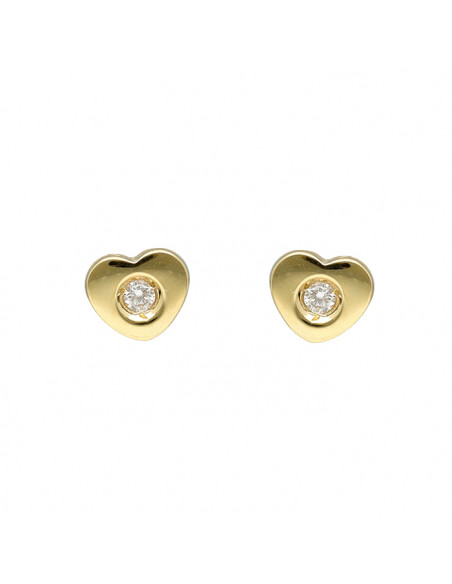 PENDIENTES EN ORO CORAZON Y DIAMANTES
