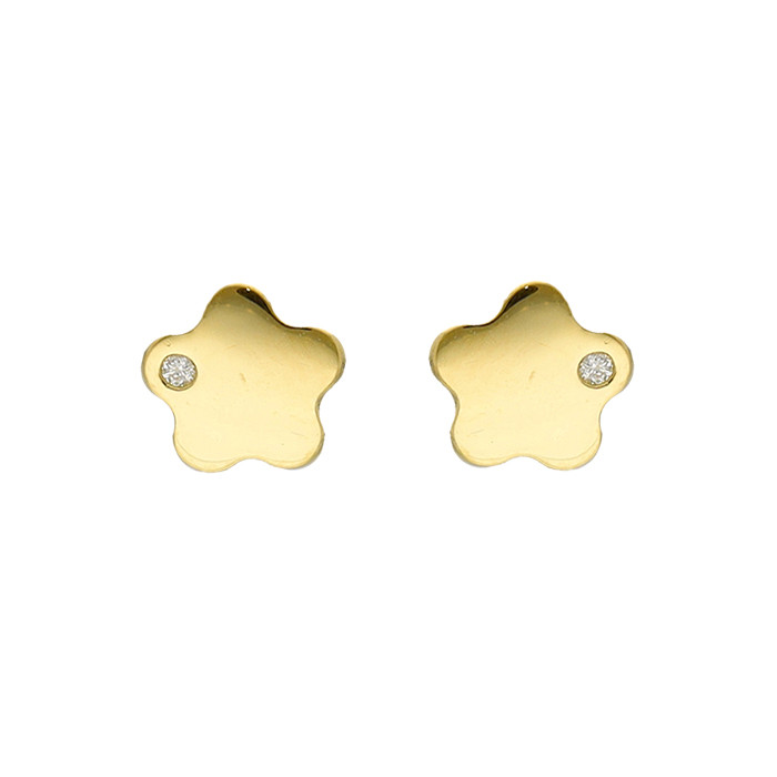 PENDIENTES EN ORO FLOR Y DIAMANTES