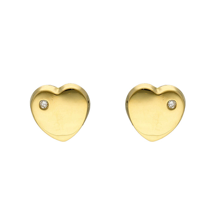 PENDIENTES ORO CORAZON CON DIAMANTES