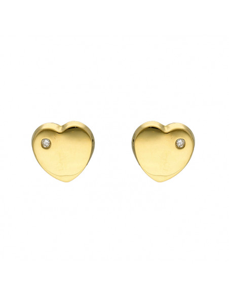 PENDIENTES ORO CORAZON CON DIAMANTES