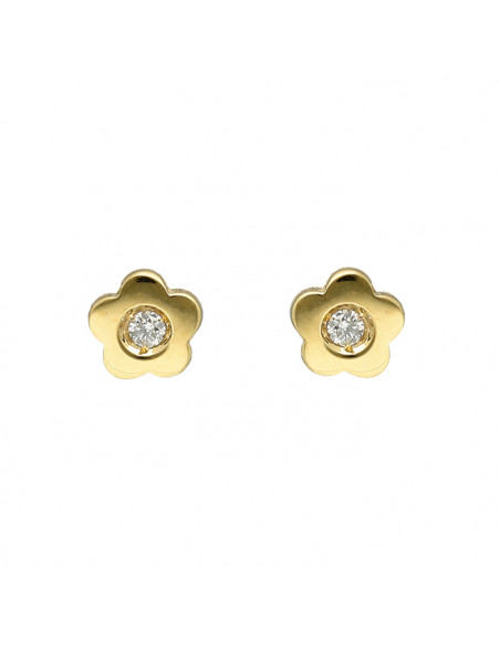 PENDIENTES ORO FLOR Y DIAMANTES