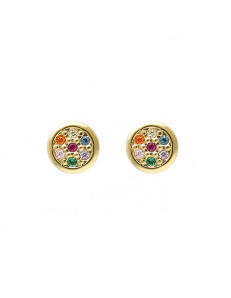 PENDIENTES ORO CIRCONITAS COLORES INFANTILES