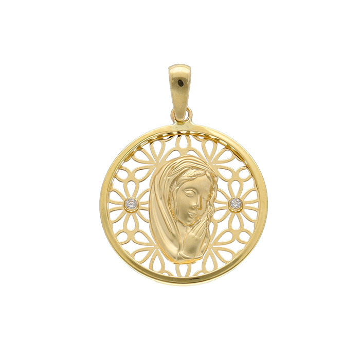 MEDALLA EN ORO DE 9 QUILATES CON CIRCONITAS