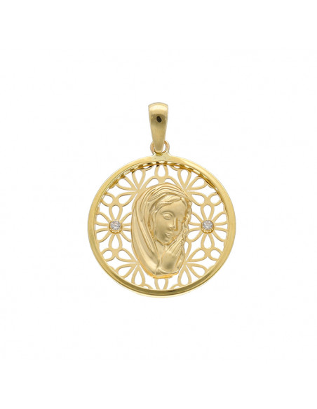 MEDALLA EN ORO DE 9 QUILATES CON CIRCONITAS