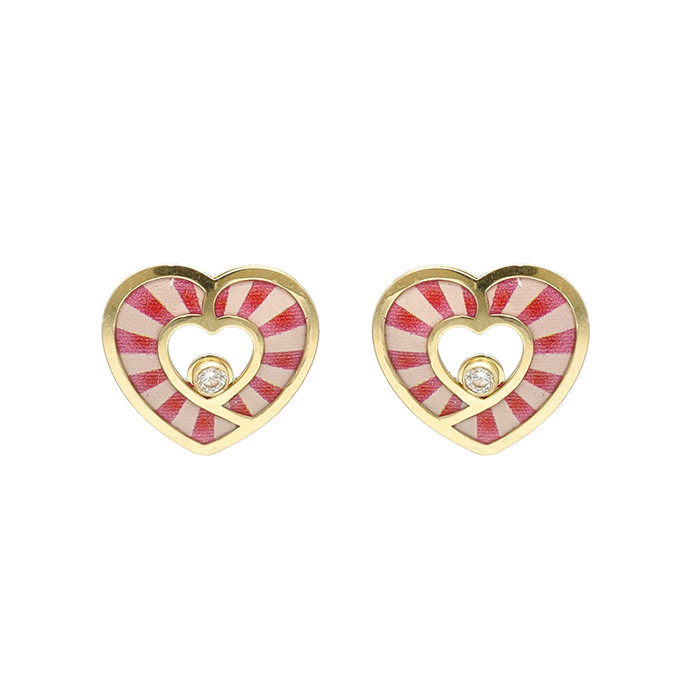 PENDIENTES ORO CON ESMALTE FORMA CORAZON