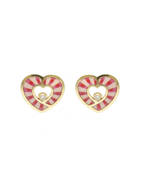 PENDIENTES ORO CON ESMALTE FORMA CORAZON