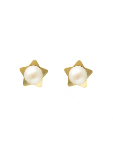 PENDIENTES ORO CON PERLAS FORMA ESTRELLA