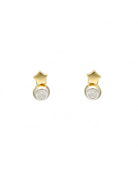 PENDIENTES ORO CIRCONITAS Y ESTRELLA
