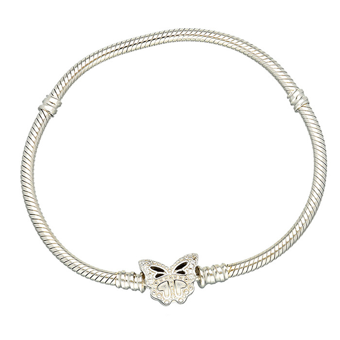 PULSERA PARA CHARMS EN PLATA CIERRE MARIPOSA