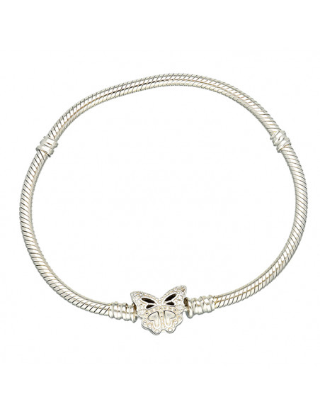PULSERA PARA CHARMS EN PLATA CIERRE MARIPOSA