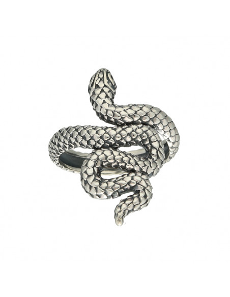 ANILLO EN PLATA SERPIENTE ESCAMAS ONDAS