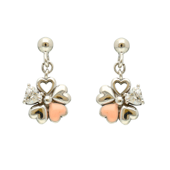 PENDIENTES EN PLATA FLOR ESMALTE CIRCONITA