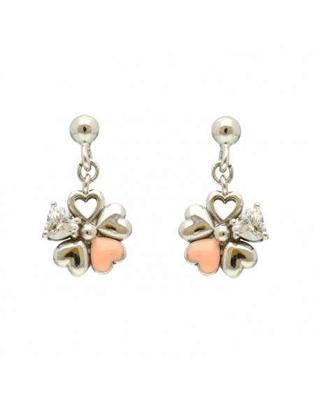 PENDIENTES EN PLATA FLOR ESMALTE CIRCONITA