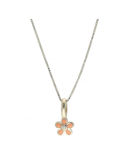 GARGANTILLA EN PLATA CADENA VENECIANA FLOR ESMALTE