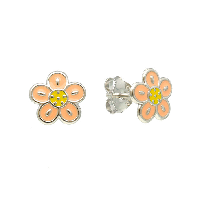 PENDIENTES EN PLATA FLOR DOS COLORES ESMALTE