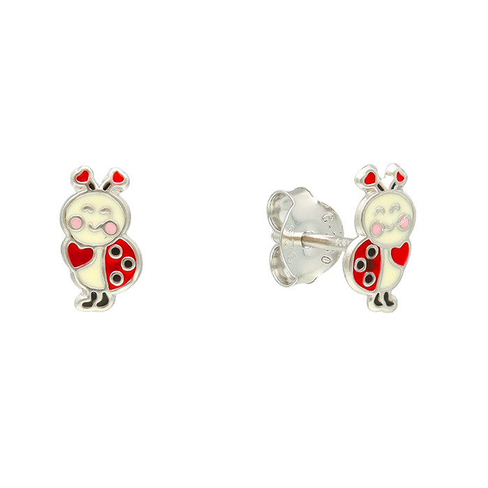 PENDIENTES EN PLATA MARIQUITAS SONRIENTES ESMALTE