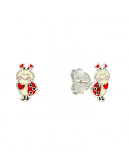 PENDIENTES EN PLATA MARIQUITAS SONRIENTES ESMALTE