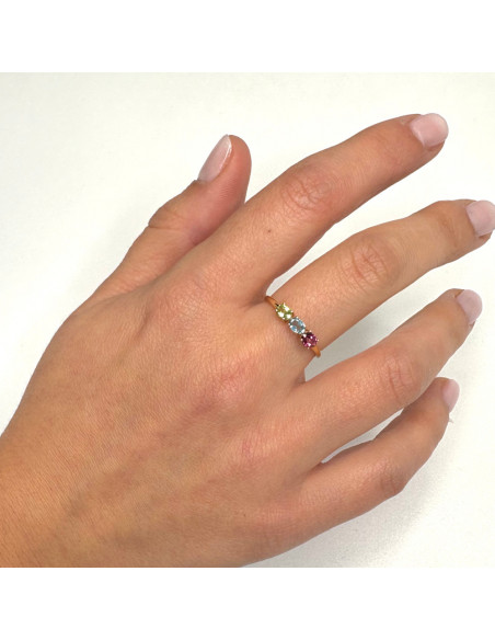 ANILLO EN ORO CON CIRCONITAS DE COLORES