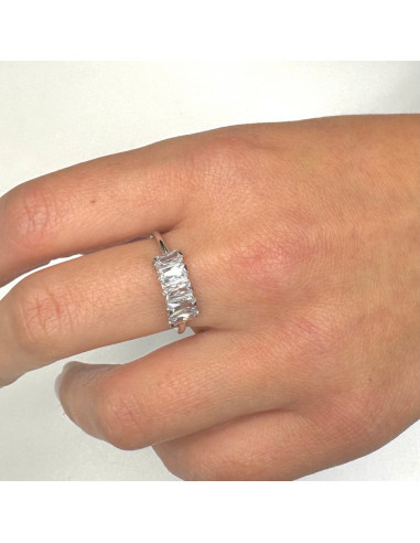 ANILLO ORO BLANCO CIRCONITAS BAGUETTE